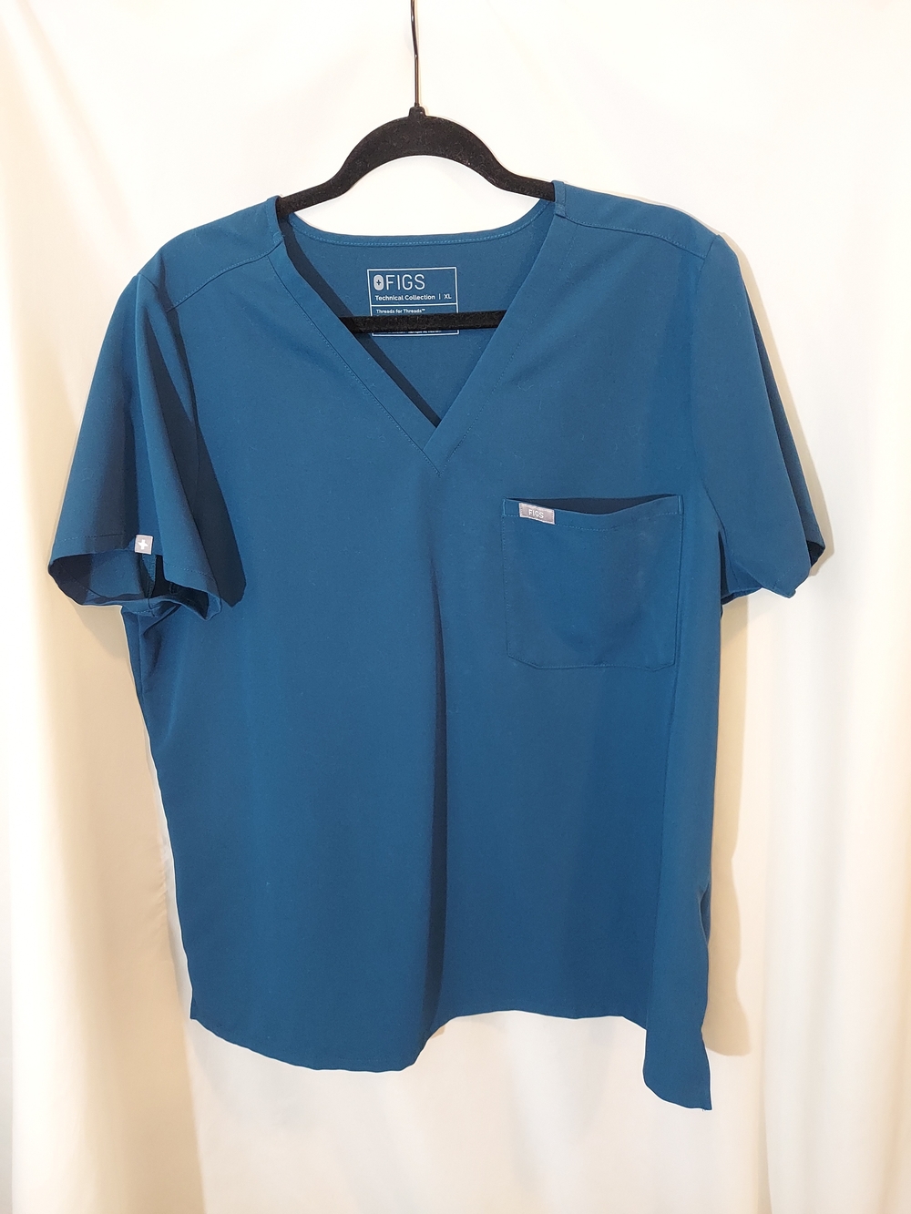 FIGS Technical Collection Catarina 1-Pocket Scrub Top Teal Caribbean Blue XL